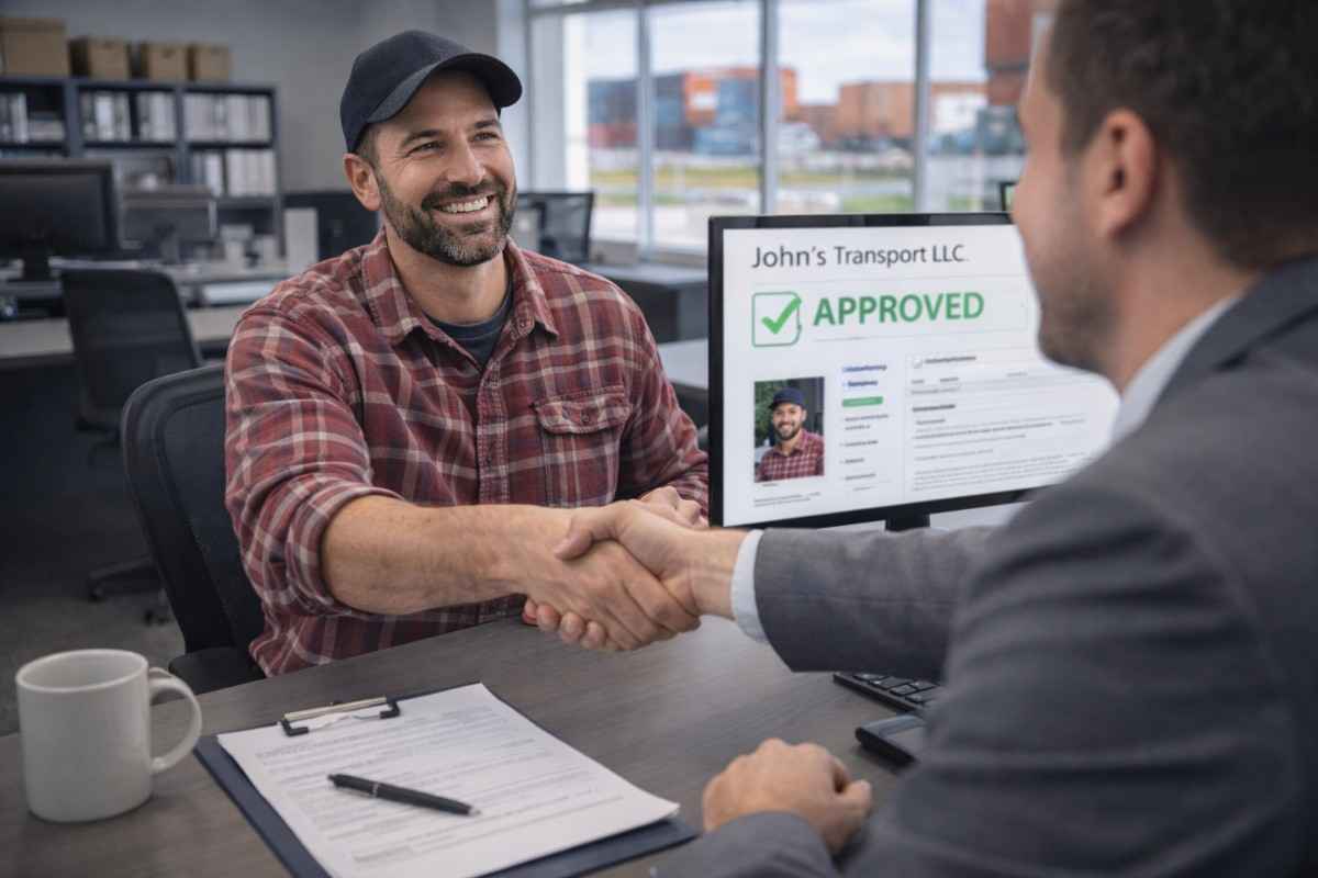 A truck driver securing a high-paying freight contract because of a good CSA safety score