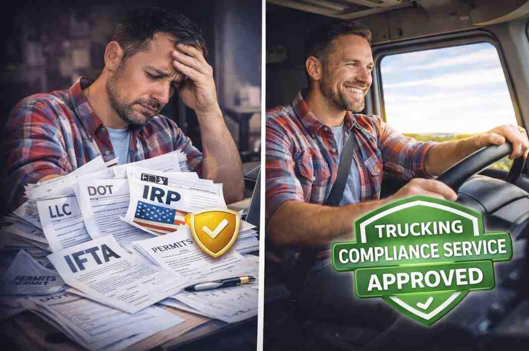 Trucking compliance services handling DOT, UCR, and IFTA paperwork for new motor carriers
