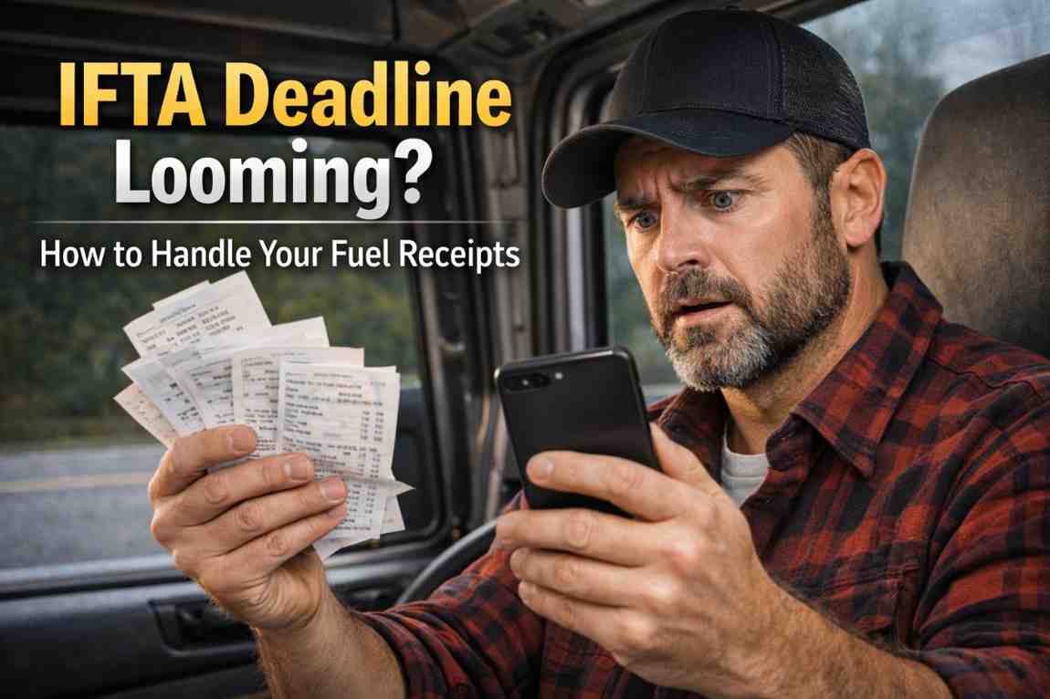 A stressed truck driver holding fuel receipts and wondering can you do IFTA for me.